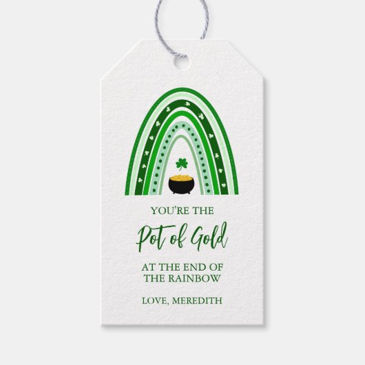 Étiquettes-cadeau St. Patrick's Day Pot of Gold Boho Rainbow (Devant)