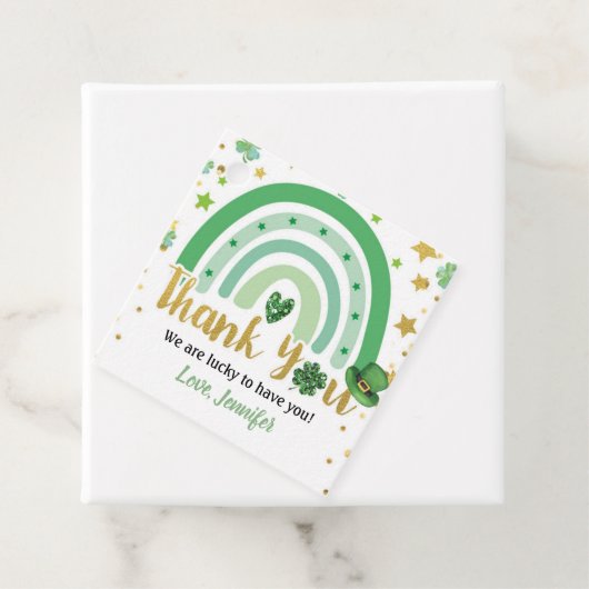 Étiquettes Cadeau St Patrick's Day Rainbow Green Gold Merci (En situation)