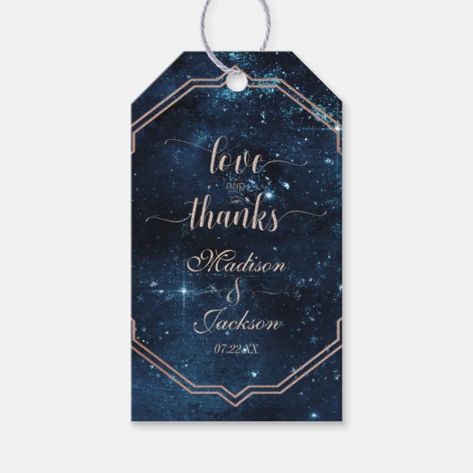 Étiquettes-cadeau Star Sky Galaxy Celestial Mariage Love & Thanks (Devant)