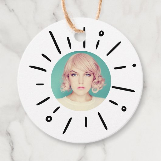 Étiquettes Cadeau STARBURST | Simple Round Fun Custom Photo (Devant)