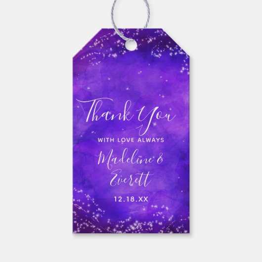 Étiquettes-cadeau Starry Night Galaxy Aquarelle Mariage Merci (Devant)