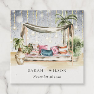 Étiquettes Cadeau Starry Nuit Tropical Palm Beach Cabana Mariage