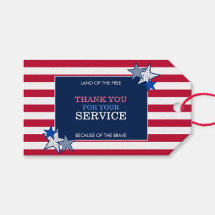 Étiquettes-cadeau Stars Stripes Patriotique Vétérinaire Merci