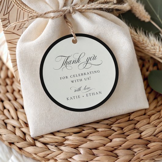 Étiquettes Cadeau STATELY CALLIGRAPHY Wedding Thank You