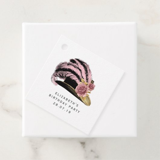 Étiquettes Cadeau Steampunk rose et or (En situation)