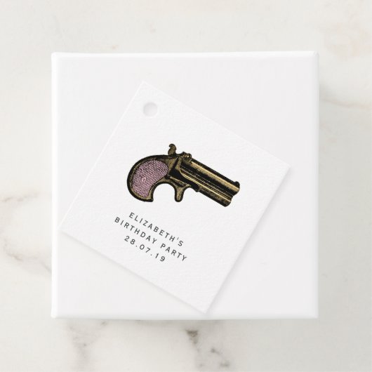 Étiquettes Cadeau Steampunk rose et or (En situation)