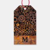 Étiquettes-cadeau Steampunk Super Coloré Rousty Gears Monogramme (Devant)
