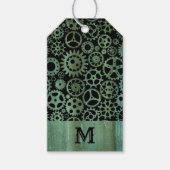 Étiquettes-cadeau Steampunk Verdigris bronze engrenages Monogramme p (Devant)