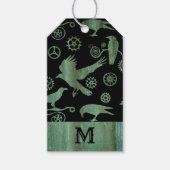 Étiquettes-cadeau Steampunk Verdigris Gears and Crows monogram (Devant)