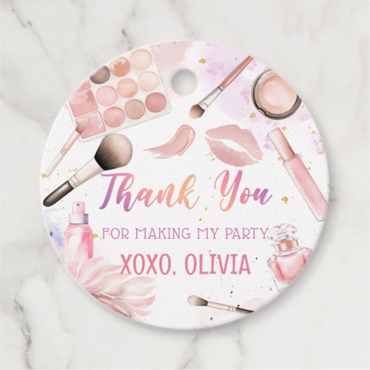 Étiquettes Cadeau Stick d'Anniversaire de Glitz Party Spa rose (Devant)