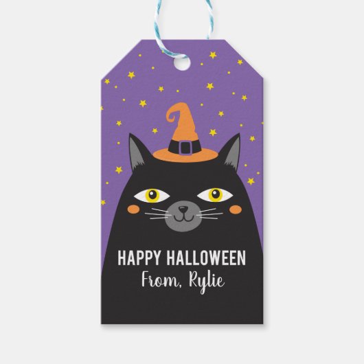 Étiquettes-cadeau Sticker pour chat Halloween (Devant)