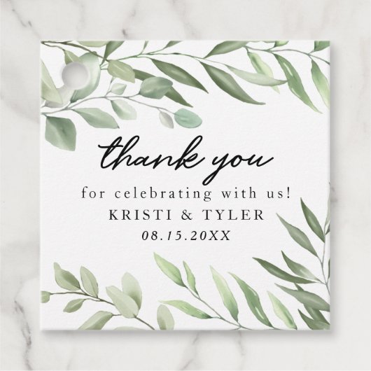 Étiquettes Cadeau Stickers Mariage Feuille de verdure simple (Devant)