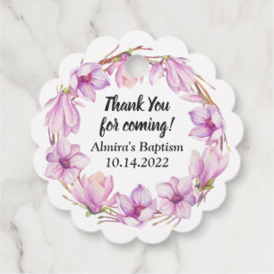 Étiquettes Cadeau Sticleur de courme de fleurs Magnolia Aquarelle