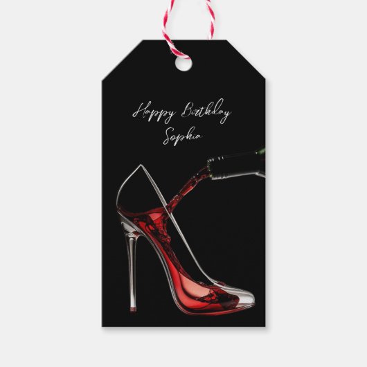 Étiquettes-cadeau Stiletto et vin (Devant)
