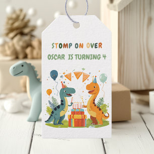 Étiquettes-cadeau "Stompe sur Dinosaur Anniversaire