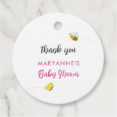 Étiquettes Cadeau Stores rustique avec Baby shower de fille d'abeill (Devant)