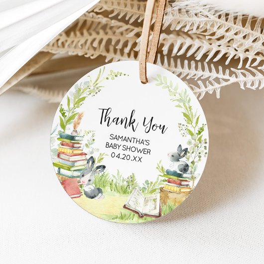 Étiquettes Cadeau Storybook New Chapter Baby shower Round