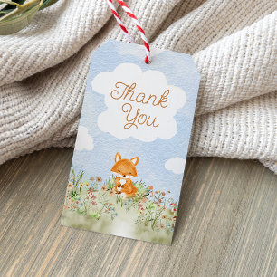 Étiquettes-cadeau Storybook Woodland Fox Baby shower Merci