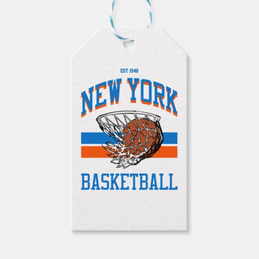 Étiquettes-cadeau Style Varsity Basket-ball New York (Devant)