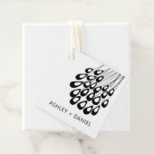 Étiquettes Cadeau Stylisé Peacock Feather Mariage moderne Carré (En situation)