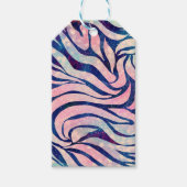 Étiquettes-cadeau Stylish Metallic Blue & Holographic Zebra Print (Devant)