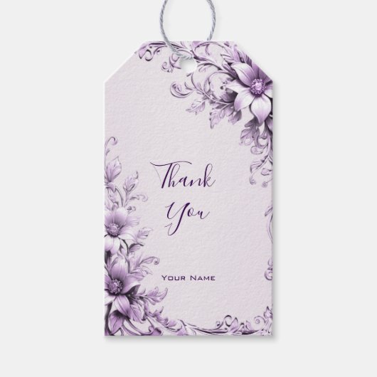 Étiquettes-cadeau Stylish Purple Flowers Gift Tag (Devant)