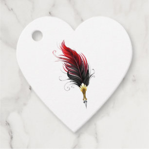 Étiquettes Cadeau Stylo rouge en plumes avec nib or