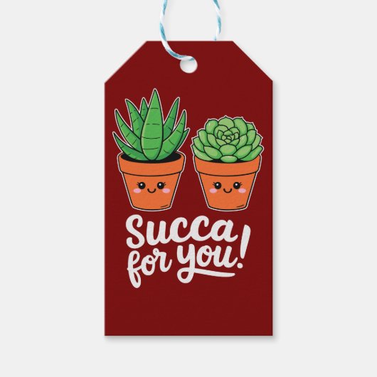 Étiquettes-cadeau Succa For You – Cute Succulent Pun (Devant)