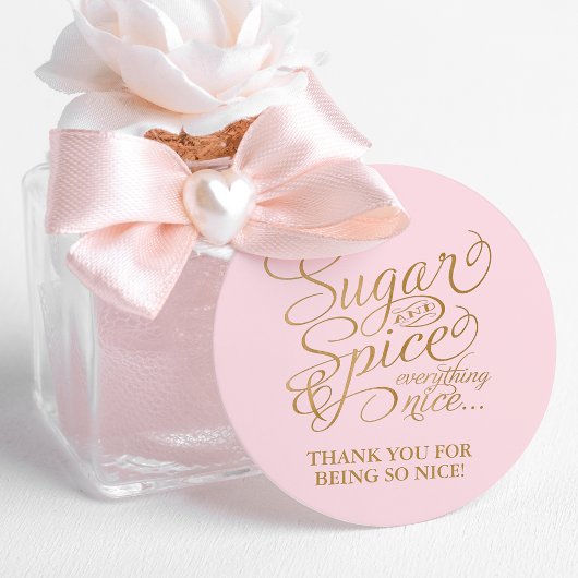Étiquettes Cadeau Sucre rose et or et Merci d'épices