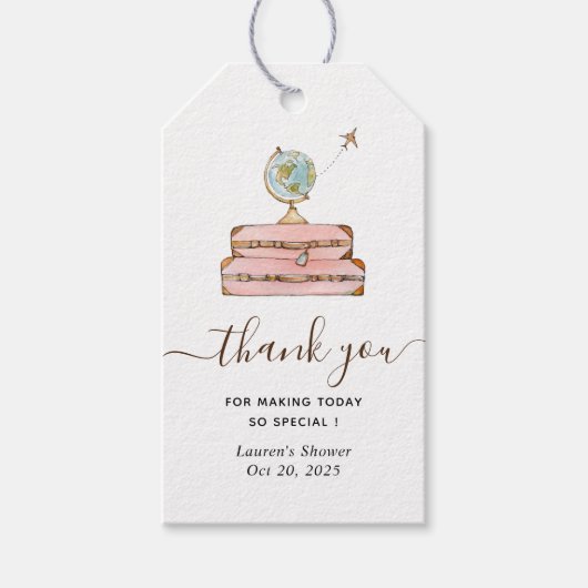 Étiquettes-cadeau Suitcases de voyage Merci de douche nuptiale (Devant)