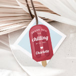 Étiquettes Cadeau Summer Popsicle Kids Birthday Party<br><div class="desc">Designed to match our popsicle kids' birthday party invitations,  these cute favor tags feature a bright red popsicle on the front,  with the words "thank you for chilling with me, " and a signature in white retro lettering.</div>