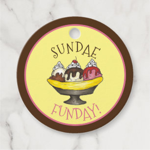 Étiquettes Cadeau SUNDAE FUNDAE Banana Split Ice Cream Social