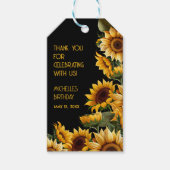 Étiquettes-cadeau Sunflower Black Rustic Nom élégant Anniversaire (Devant)