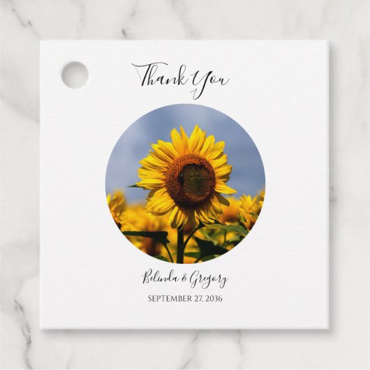 Étiquettes Cadeau Sunflower Blue Sky Rustic Mariage Cadeau (Devant)
