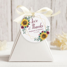Sunflower Bourgogne Rose Mariage géométrique Merci