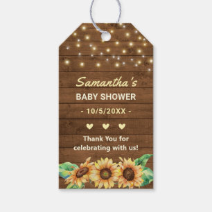 Étiquettes-cadeau Sunflower jaune Pays Baby shower neutre Favoriser