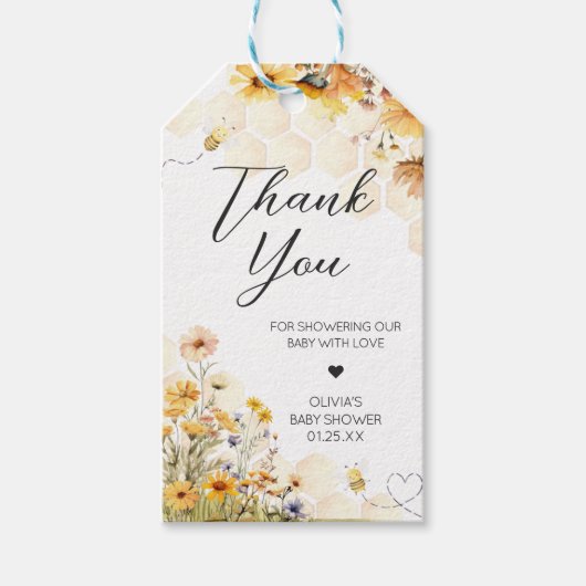 Étiquettes-cadeau Sunflower Little Honey Baby shower Favoriser les é (Devant)