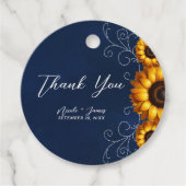 Étiquettes Cadeau Sunflower Sparkle Blue Rustic Glam Fête des mariée (Devant)