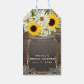 Étiquettes-cadeau Sunflowers & Daisy Mason Jar Sparkle Rustic Chic (Dos)