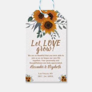 Étiquettes-cadeau Sunflowers Let Love Grow Wedding Favor Cadeau Tags