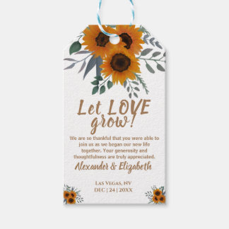Étiquettes-cadeau Sunflowers Let Love Grow Wedding Favor Cadeau Tags