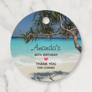 Étiquettes Cadeau Sunny Tropical Beach Ocean Paradise Anniversaire