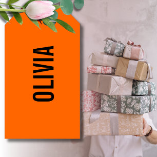 Étiquettes-cadeau Sunset Orange Nom moderne   Minimaliste tendance
