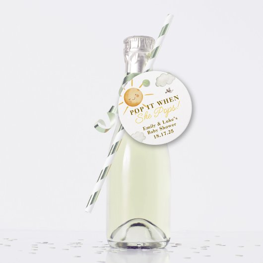 Étiquettes Cadeau Sunshine Boho Sun Pop it When She Pops Baby shower