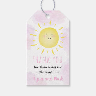 Étiquettes-cadeau Sunshine Nuages Baby shower fille rose