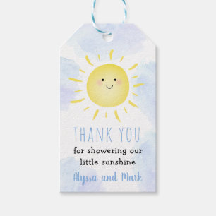 Étiquettes-cadeau Sunshine Nuages Blue Boy Baby shower
