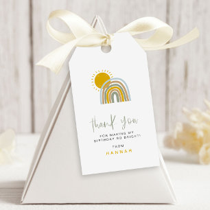 Étiquettes-cadeau Sunshine Pastel Arc-en-ciel Anniversaire Merci Fav