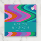 Étiquettes Cadeau Super couleur vert violet Mariage rétro personnali (Dos)