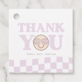 Étiquettes Cadeau Super fille À damiers visage heureux | 1er anniver (Devant)