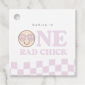 Étiquettes Cadeau Super fille À damiers visage heureux | 1er anniver (Devant)